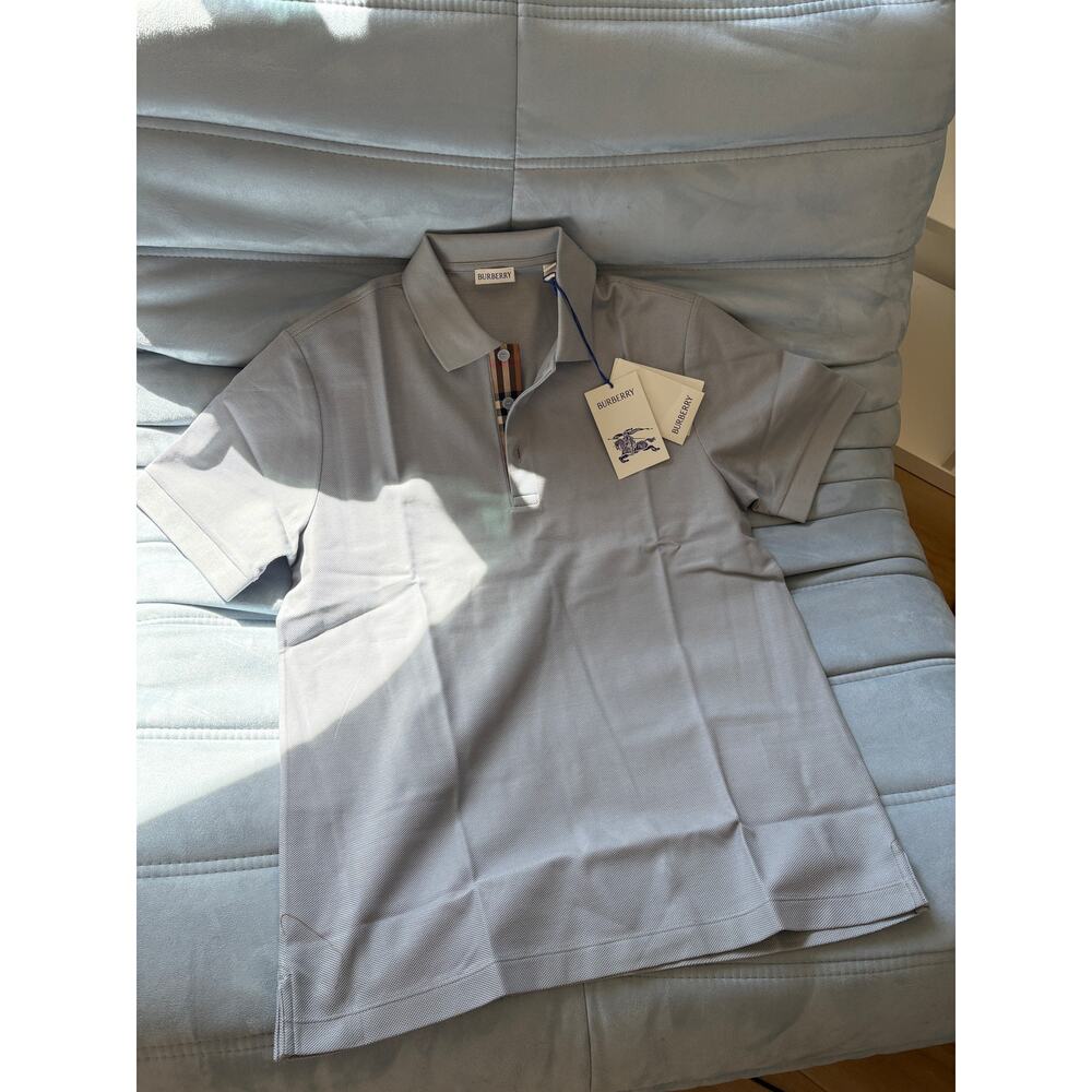 Sold❌Burberry Light Gray Polo with Iconic Check XL